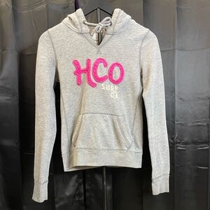 Hollister Gray with Pink Logo Hoodie